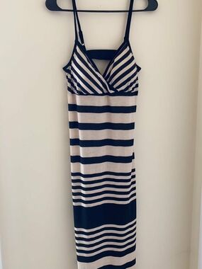 No Boundaries Black and Cream Striped Maxi Dress
